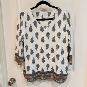 Charter Club Cream and Black Paisley Blouse